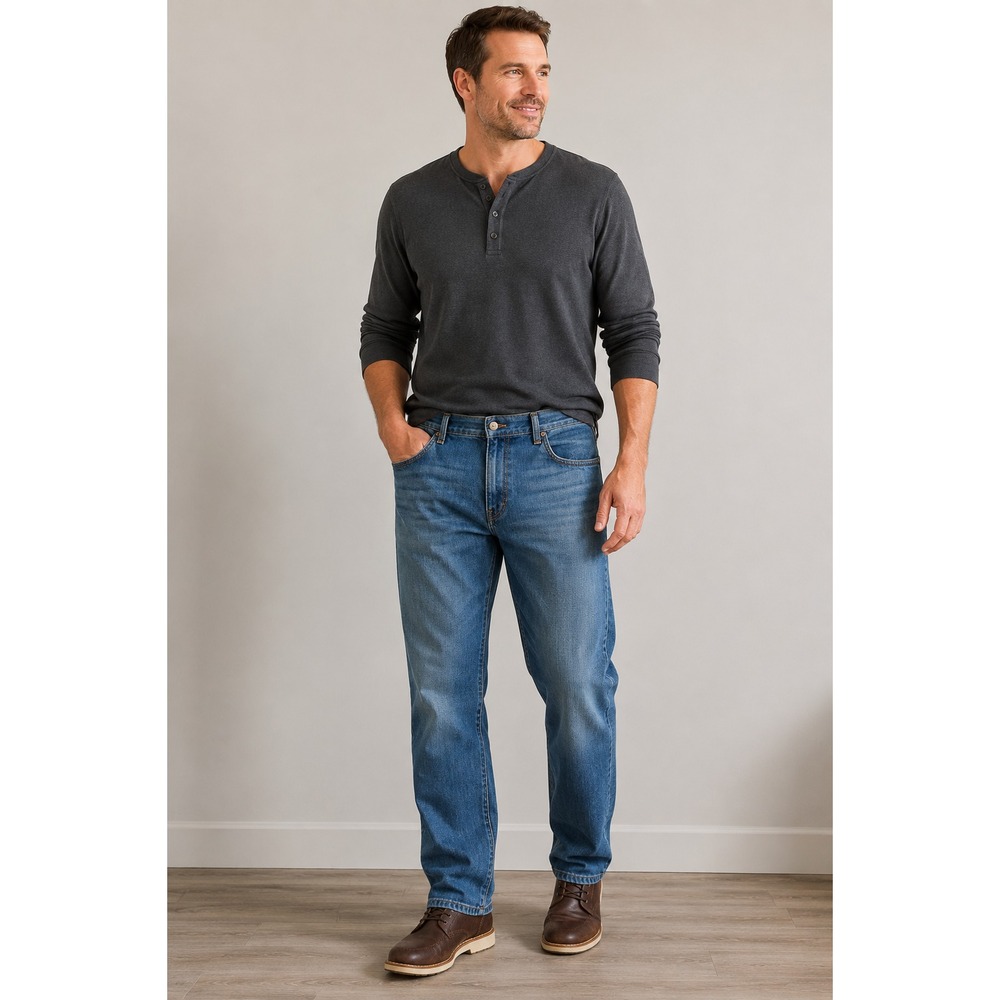 Chaps Men's Straight Leg Jeans 38x30 Blue Denim Classic 5 Pocket Cotton Pants